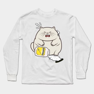 Funny Fat cat spilled mayonnaise Long Sleeve T-Shirt